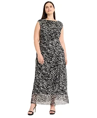 Maggy London Plus Size Abstract-Print Side-Draped Dress