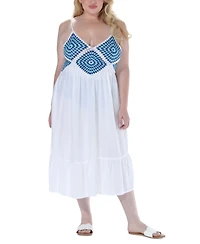 Raviya Plus Size Crochet Flounce-Hem Midi Dress