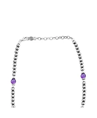 American West Jewelry Sterling Silver and Amethyst Bead Necklace, 17 to 20 Inches