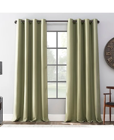 Linen Blend Blackout Grommet Top Curtain