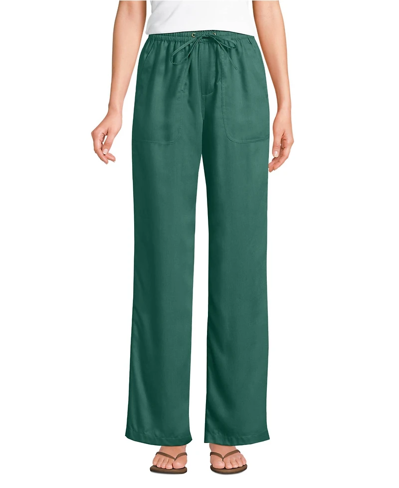 Lands' End Women's Tencel Fiber High Rise Wide Leg Pants