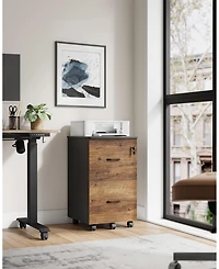 2-Drawer Locking File Cabinet with Wheels for Home Office Document Storage