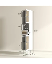 Homcom Tall Bathroom Storage Cabinet with Rat Doors,