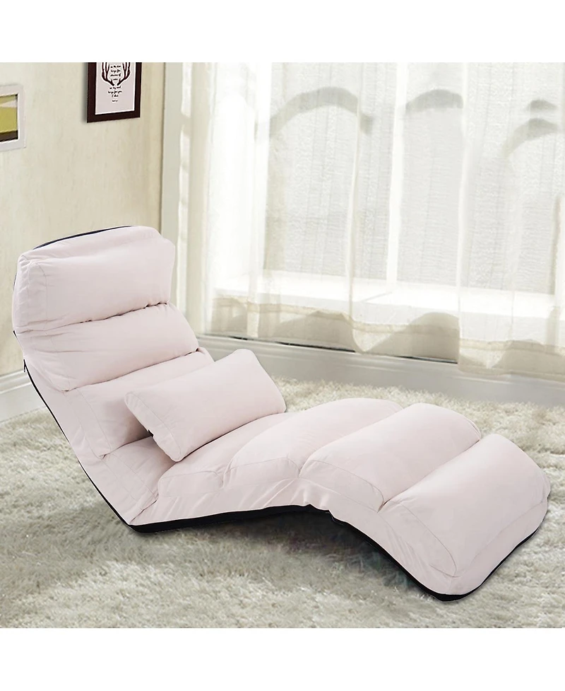 Gouun Folding Lazy Sofa Chair Stylish Sofa Couch Beds Lounge Chair W/Pillow