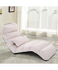 Gouun Folding Lazy Sofa Chair Stylish Sofa Couch Beds Lounge Chair W/Pillow