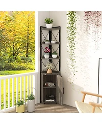 Gouun Tall Corner Storage Cabinet with 3-Tier Shelf and Enclosed Cabinet