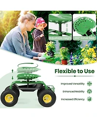Costway Rolling Tray Gardening Planting with Work Seat Garden Cart