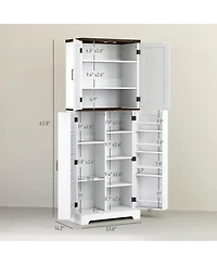 Homcom 64" Kitchen Pantry Storage Cabinet with Motion Sensor Light