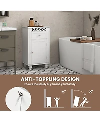 Bathroom Floor Cabinet Side Storage Organizer with 1 Drawer & Adjustable Shelf