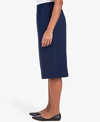 Alfred Dunner Women's Cinch Waist Midi Skirt with Slant Pockets