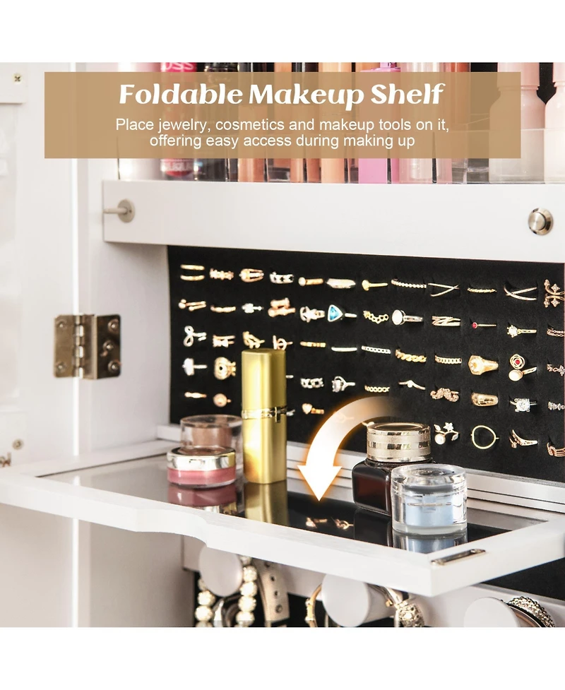 Gouun Wall Mounted Jewelry Cabinet with Full-Length Mirror
