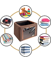 Sorbus 2 Pack Medium Foldable Storage Box - Metal Frame, Oxford Fabric, Large Window & Handles Organization for Bedroom, Linens Clothes (Teal)