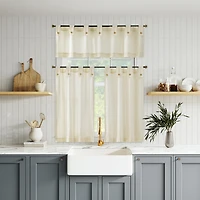 Cotton Blend Button Tab Top Cafe Curtain Pair