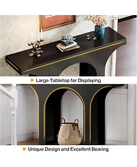 Tribesigns Console Table Set of 2, 94-Inch Entryway Console Table, Wood Sofa Table Behind Couch with Arched Base, Narrow Hallway Table