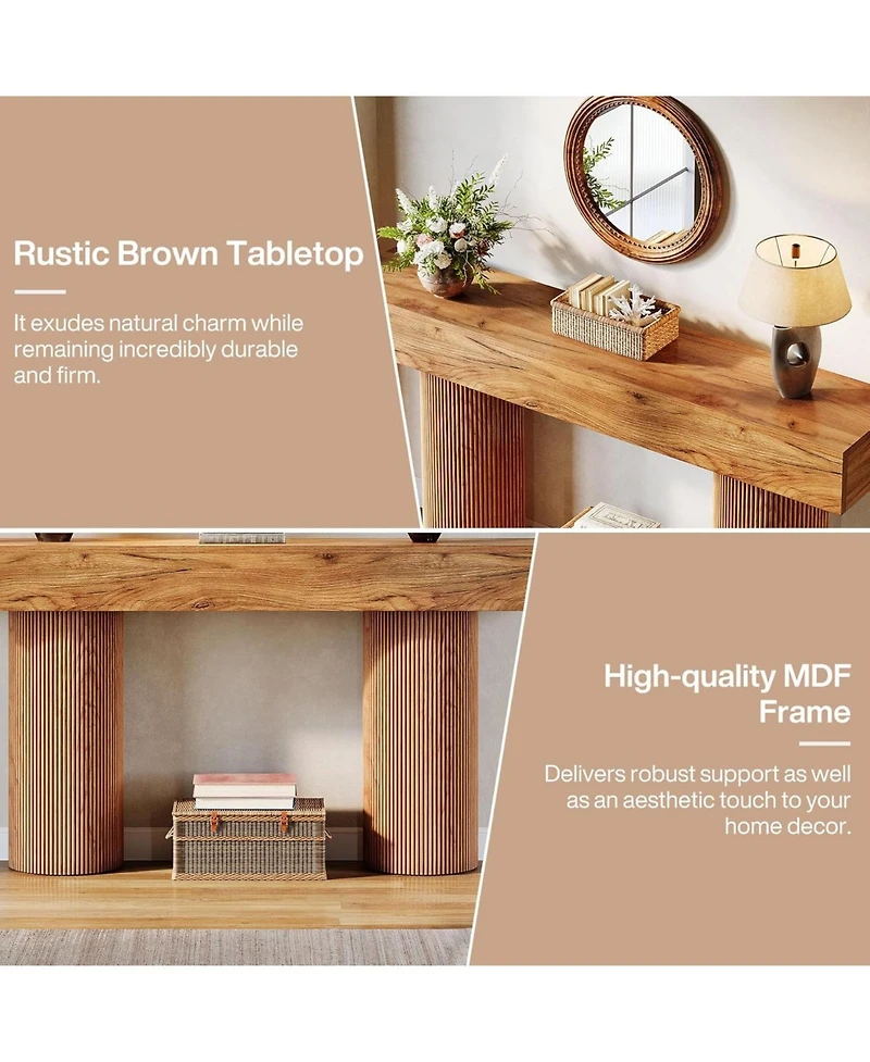 Tribesigns Farmhouse Console Table, 63-Inch Long Wooden Entryway Table Behind The Couch, Modern Narrow Entrance Foyer Accent Table Sofa Table