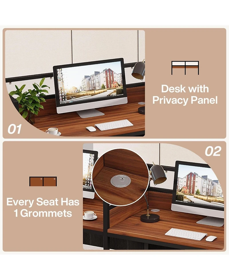 Tribesigns 94.48" Two-Person Office Desk with Privacy Panel, Long Computer Office Double Desk for 2 People