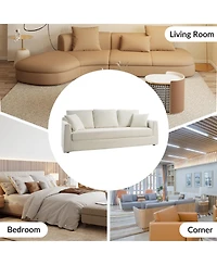 Hulala Home Zacharias Modern 85" Slipcovered Sofa with Square Flange Arm