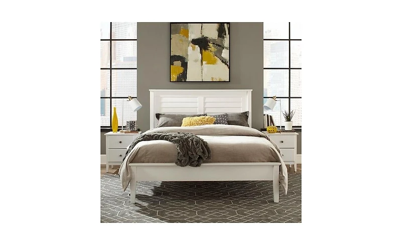 Modern Solid Pine Platform Bed – Sturdy Wood Slat Frame with Contemporary Design for Any Bedroom