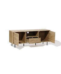 LuxenHome Mid-Century Modern Wave 2-Door 1-Drawer Tv Console with Metal Legs