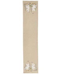 Elrene Hop Embroidered Bunny Fabric Runner, 14" x 70"