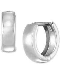 Polished Wide Huggy Hoop Earrings in 10k White Gold