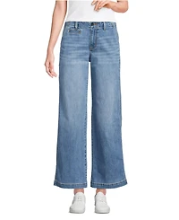 Lands' End Women's Mid Rise Denim Wide Leg Ankle Jeans