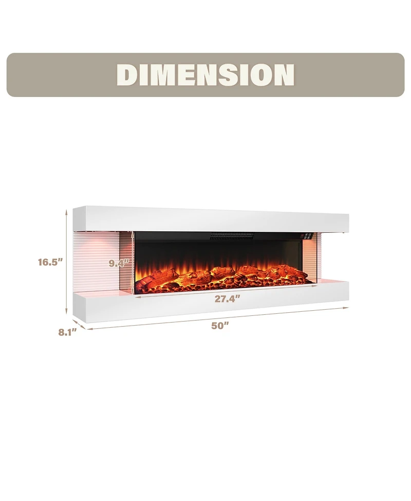 Hanging Electric Fireplace with Remote Control