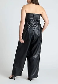 Eloquii Women's Strapless Faux Leather Jumpsuit