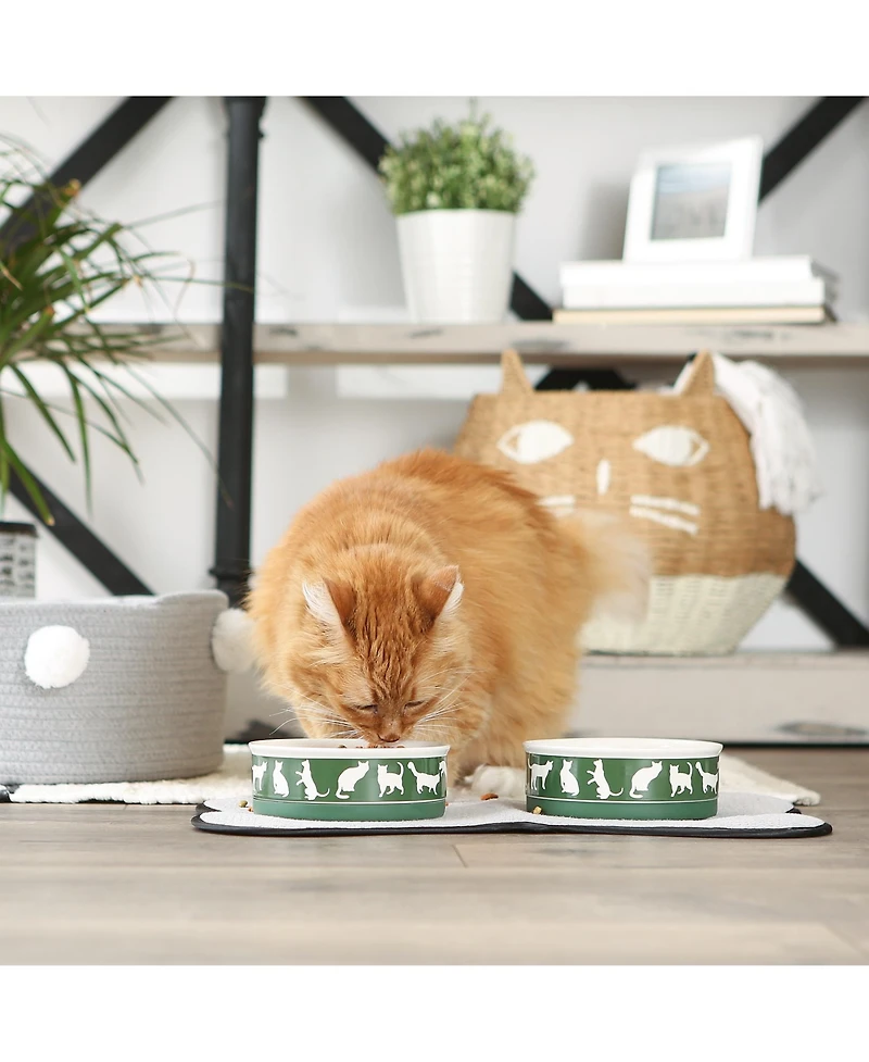 Bone Dry Cat's Meow Pet Bowl Set/2
