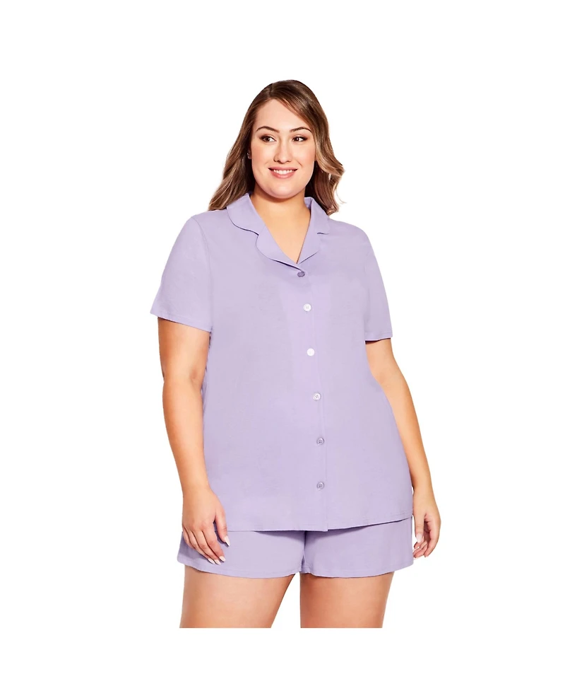 Avenue Women's Button Short Sleeve Sleep Top