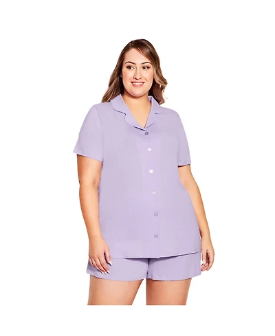 Avenue Women's Button Short Sleeve Sleep Top