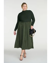 Eloquii Elements Women's Plus Mockneck Twofer Midi Dress