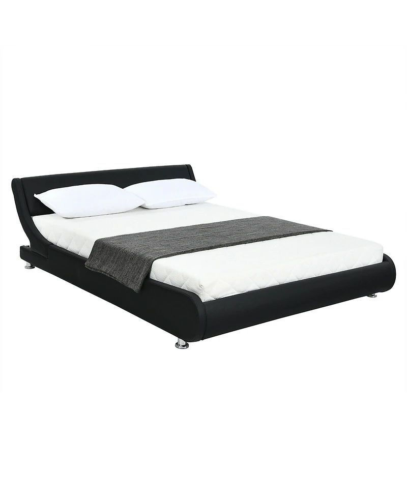 Gouun Full Size Faux Leather Upholstered Platform Bed Adjustable Headboard