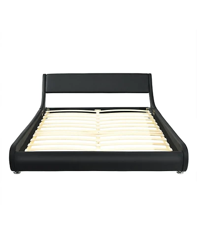 Gouun Full Size Faux Leather Upholstered Platform Bed Adjustable Headboard