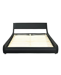 Gouun Full Size Faux Leather Upholstered Platform Bed Adjustable Headboard