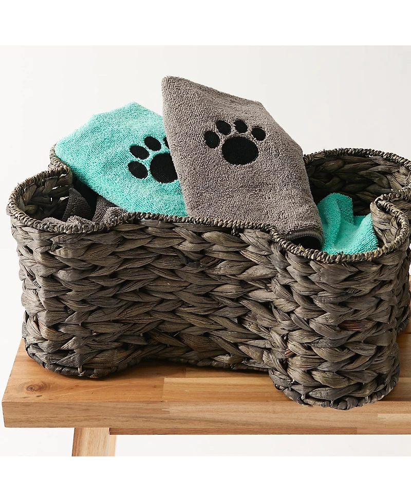 Bone Dry Microfiber Pet Towel Set 3 Piece Embroidered Paw Print