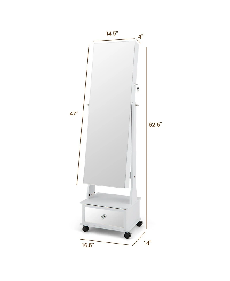 Gouun 47 Inch Lockable Jewelry Cabinet Armoire with 3-Color Led Lights