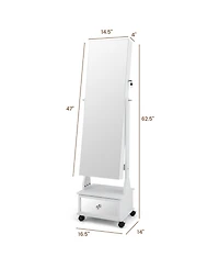 Gouun 47 Inch Lockable Jewelry Cabinet Armoire with 3-Color Led Lights