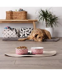 Bone Dry Lattice Paw Print Pet Bowl Set/2