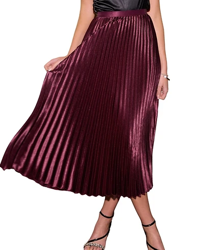 Cupshe Women's Satin Pleated Midi Skirt