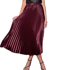 Cupshe Women's Satin Pleated Midi Skirt