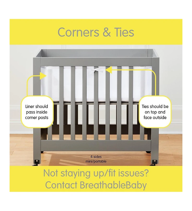 Halo Dream Inc. Breathable Mesh Liner for Mini Cribs, Deluxe 4mm