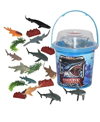 Wild Republic Bucket Shark Figurines, 18 Pieces