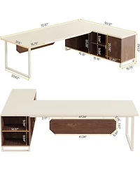 Tribesigns 70.8" Executive Desk with 55" File Cabinet, Modern L Shaped Computer Storage Shelves and Large f