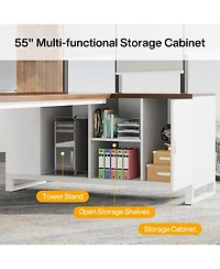 Tribesigns 70.8" Executive Desk with 55" File Cabinet, Modern L Shaped Computer Storage Shelves and Large f
