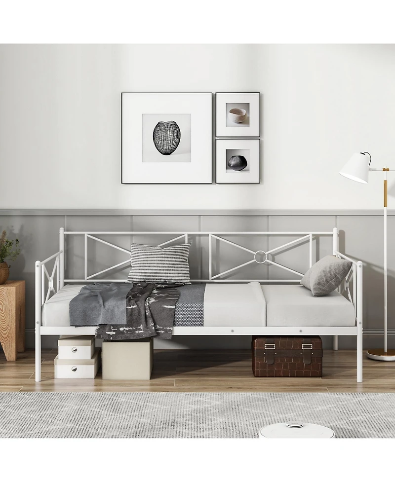 Gouun Metal Daybed Twin Bed Frame Stable Steel Slats Sofa Bed
