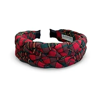 Blushing Braid Headband - Red + Green Plaid
