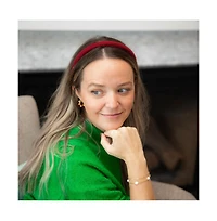 Padded Thin Velvet Headband - Crimson Red