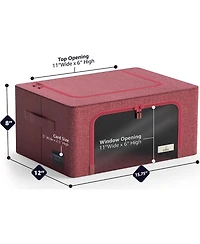 Sorbus 2 Pack Small Foldable Storage Box - Metal Frame, Oxford Fabric, Large Window & Handles - Organization for Bedroom, Linens & Clothes (Pink)