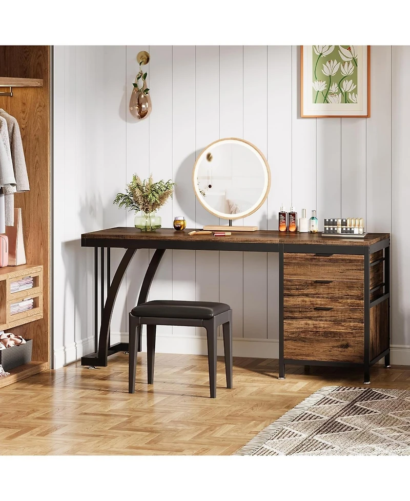 Tribesigns Vanity Desk with 3 Drawers, 59-Inch Chic Makeup for Women, Black Friday Deals